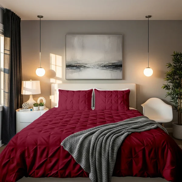 Burgundy  Pinch Duvet Cover Luxury Home