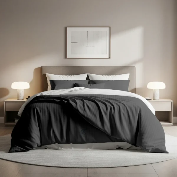 DarkGrey Stripe Duvet Cover Home Luxury