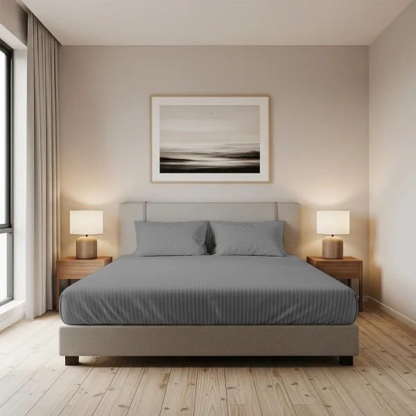 LightGrey Stripe Fitted BedSheet
