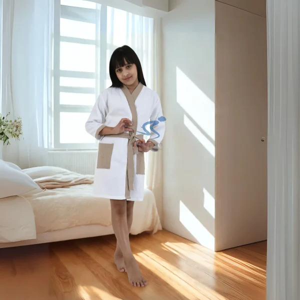 Skyspun Jackqurd Waffle Kids Bathrobe (Unisex) With Cobalt