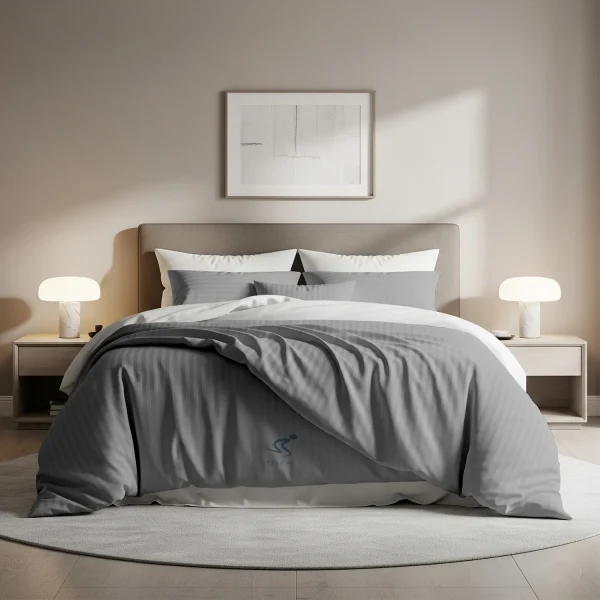 LightGrey Stripe Duvet Cover Home Luxury