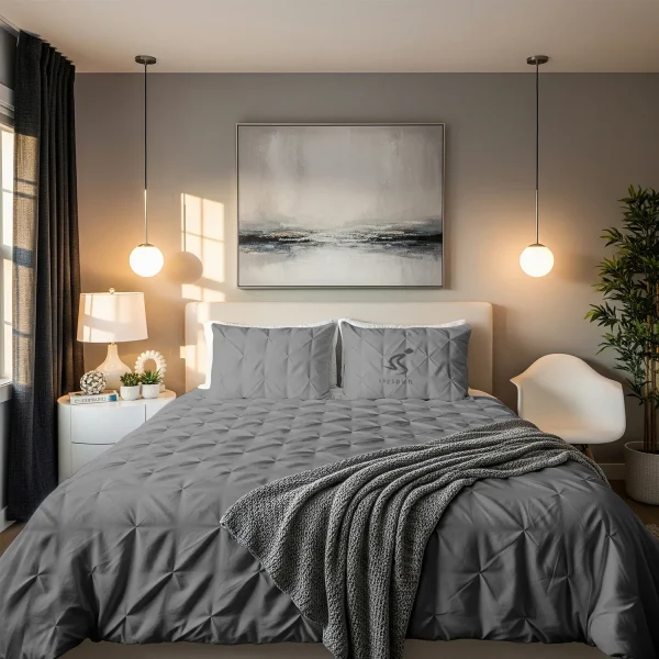 Light Grey Pinch Duvet Cover Luxury Home