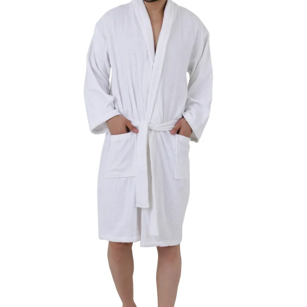 Skyspun White Terry Bathrobe (Unisex) With Coblat